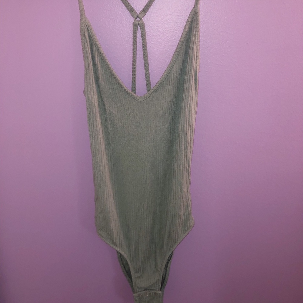 Topshop faded green basic bodysuit